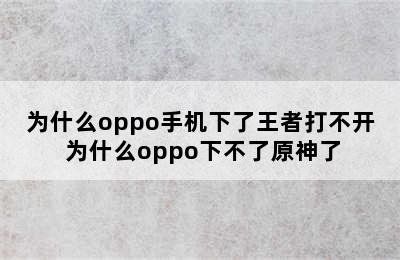 为什么oppo手机下了王者打不开 为什么oppo下不了原神了